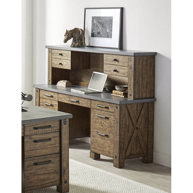 Loon Peak® Flanary Solid Wood Executive Desk with Hutch & Reviews Wayfair